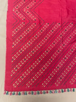 Load image into Gallery viewer, Close-up of orange paisley temple saree embroidery on border