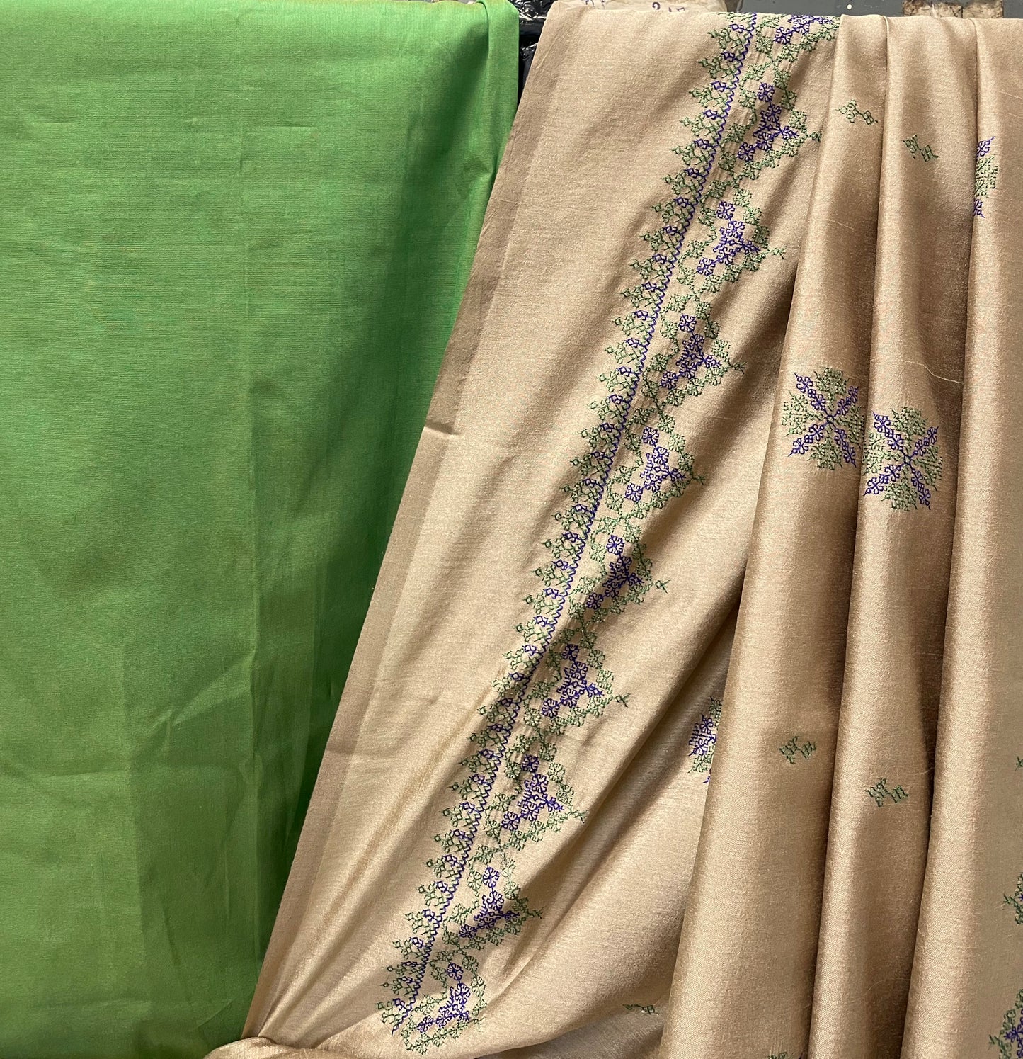 Beige Rudraksha Border Saree