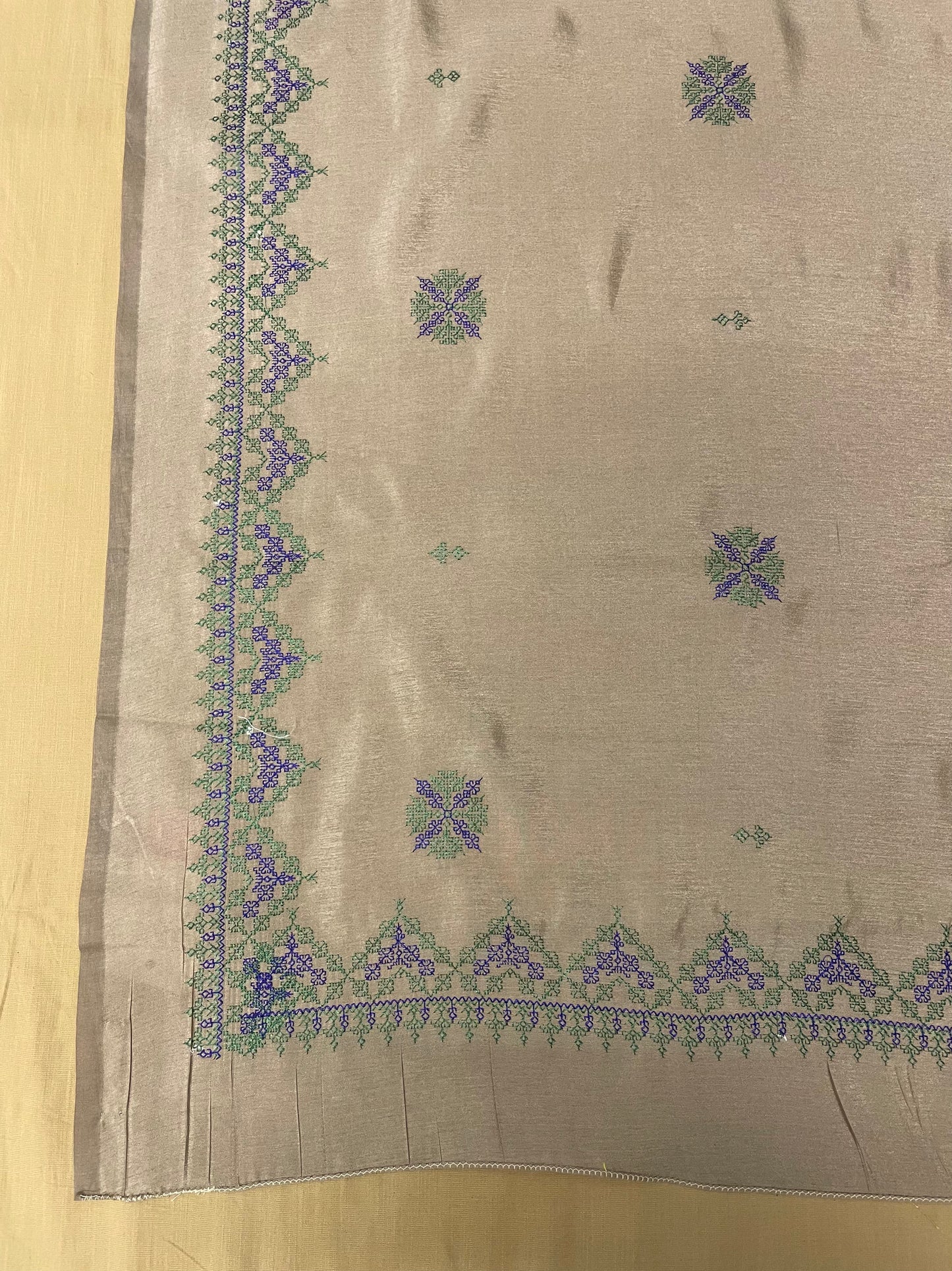 Beige Rudraksha Border Saree