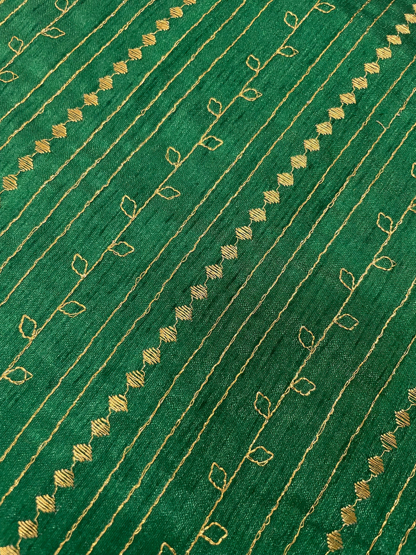 Seagreen kasuti stripes blouse front embroidery with striped motifs