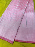 Load image into Gallery viewer, Yellow kasuti stripes blouse side angle showing embroidered stripes