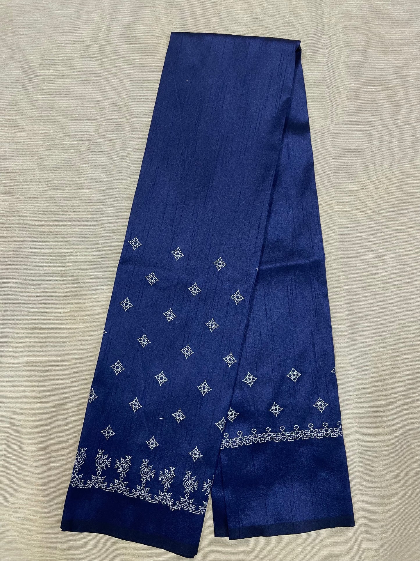 Navy Blue Peacock Kasuti Blouse