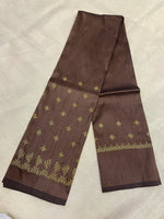 Load image into Gallery viewer, Coffee peacock gold zari kasuti blouse sleeve embroidery close-up