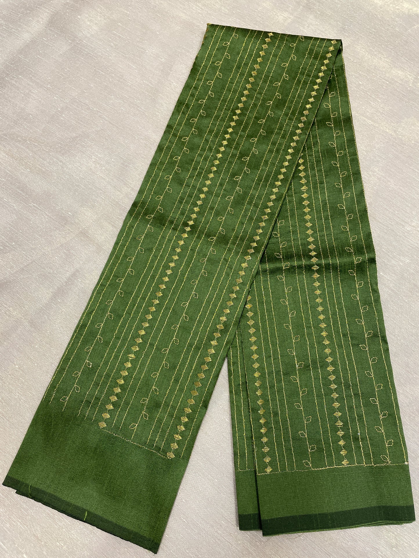 Moss Green Kasuti (Gold zari)Stripes Blouse