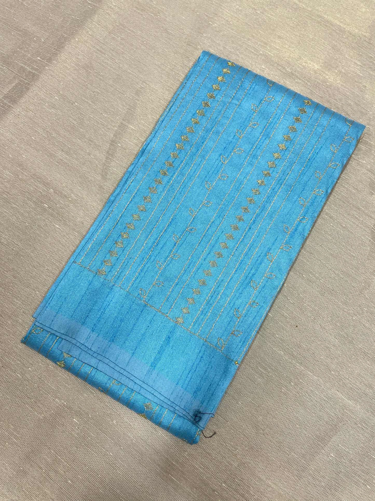 Sky Blue Kasuti (Gold zari)Stripes Blouse