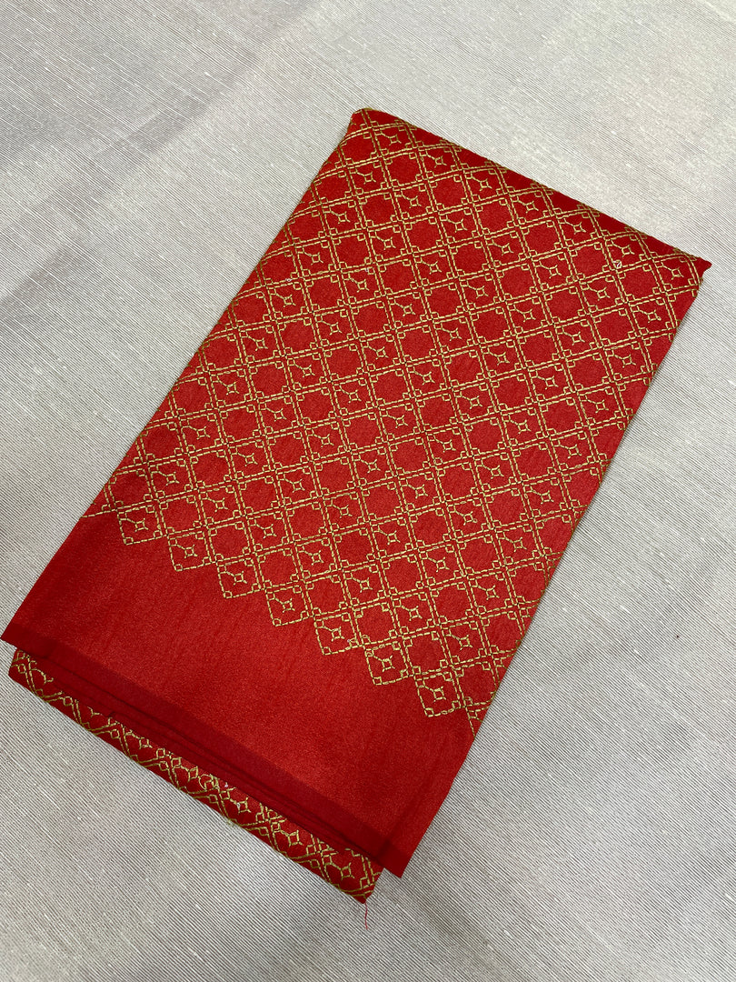 Red jaali kasuti blouse back embroidery hook detail