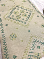 Load image into Gallery viewer, Hampi garike kasuti table set showing traditional embroidered motifs