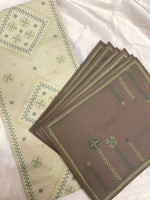 Load image into Gallery viewer, Hampi garike kasuti table set with handwoven cotton embroidery motifs