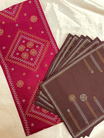 Load image into Gallery viewer, Full layout of badige moggu kasuti cotton table set with embroidery