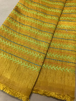 Load image into Gallery viewer, Mustard village kasuti blouse close-up of embroidered motif details