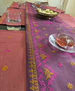 Load image into Gallery viewer, Malnadu garike kasuti table set showing embroidered fabric close-up