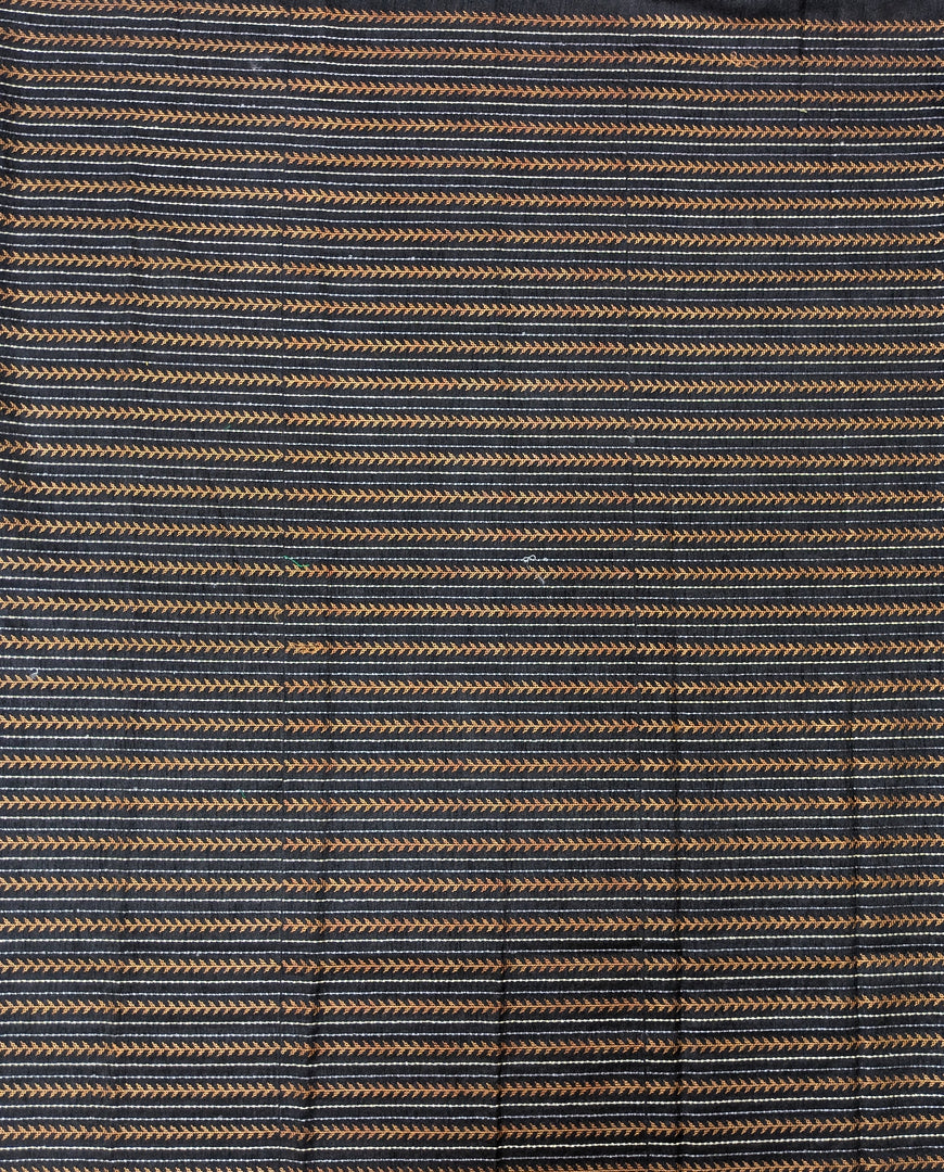 Black village kasuti blouse back embroidery close-up