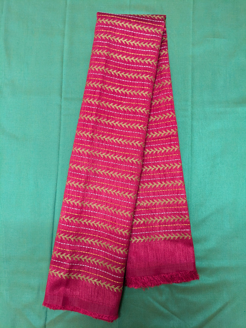 Magenta village kasuti blouse sleeve embroidery detail