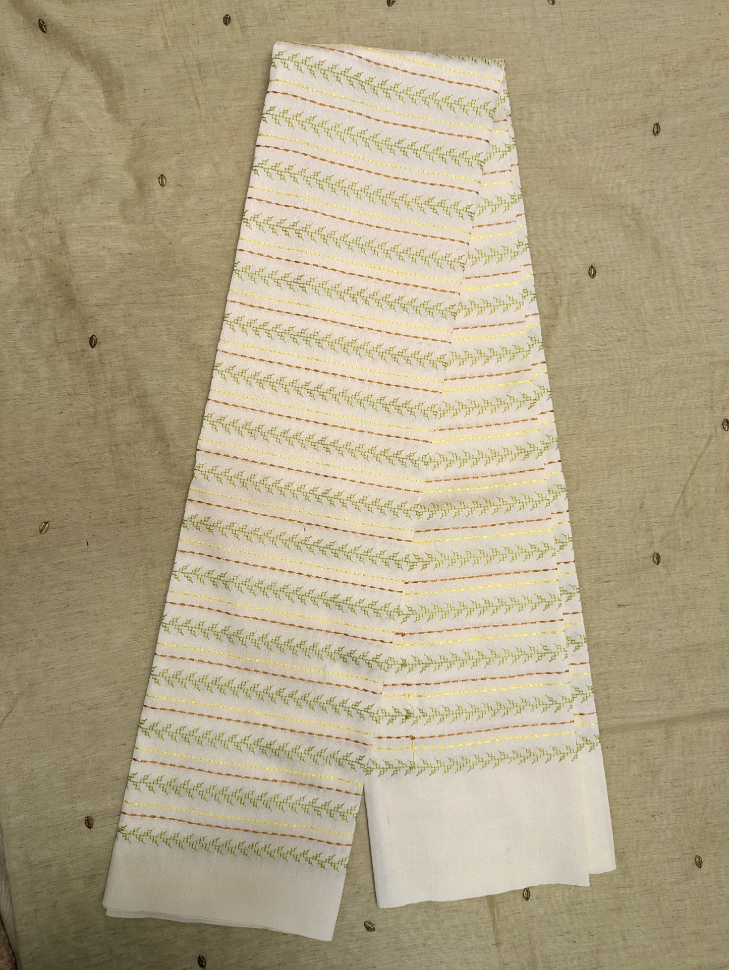 White and mehendi Village Kasuti Blouse