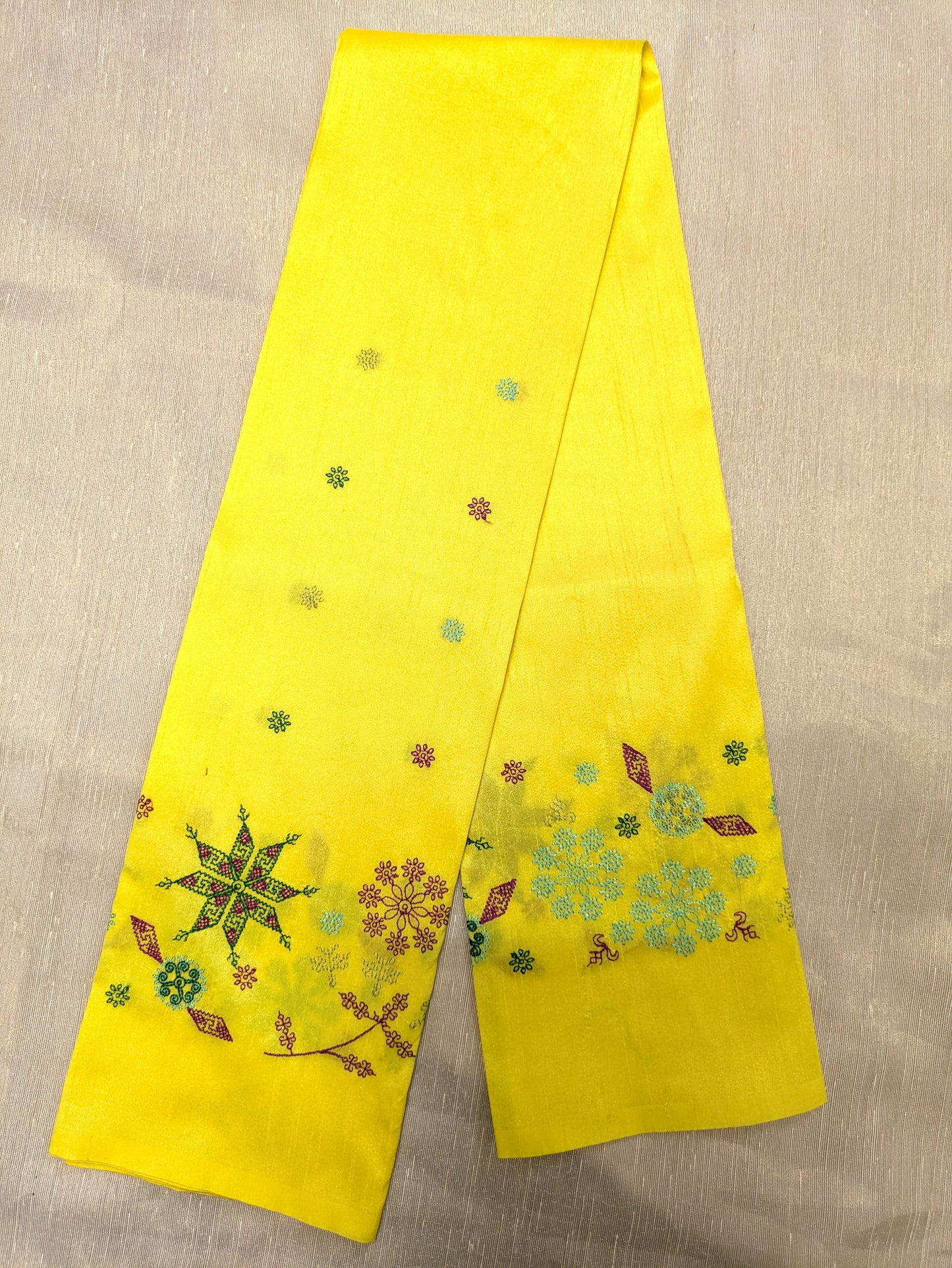 Lemon Yellow Wildflower Kasuti Blouse