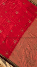 Load image into Gallery viewer, red kasuti ter handwoven cotton saree with embroidered motifs