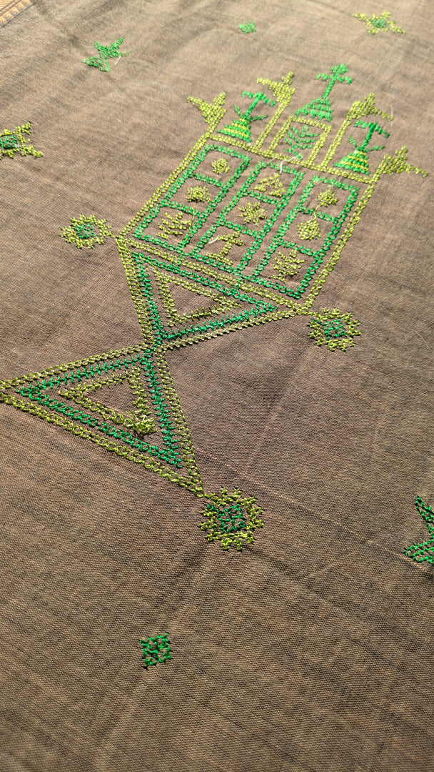 handwoven cotton saree in black kasuti ter embroidery border detail