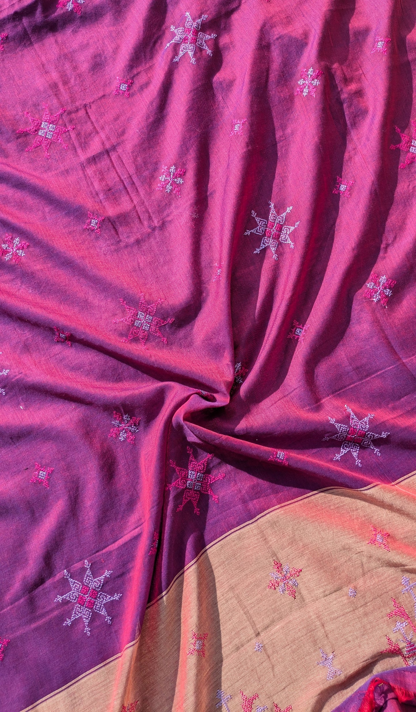 Magenta Kasuti Ter Handwoven Cotton Saree