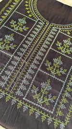 Load image into Gallery viewer, tulsi checks kurta material in black shade flat-lay display