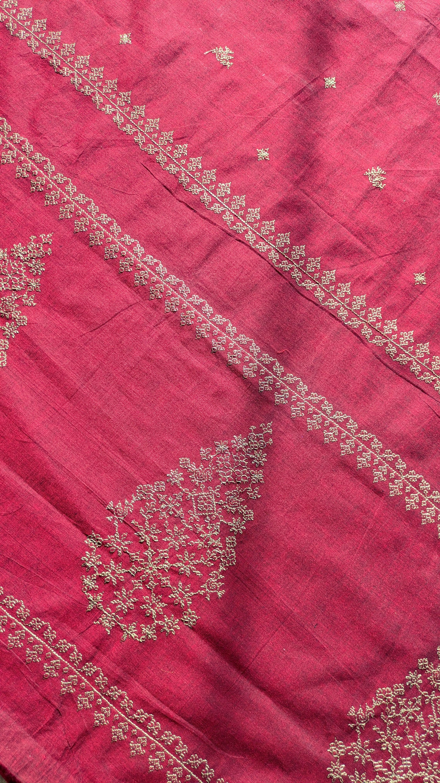 Maroon Petal Kasuti Handwoven Cotton Saree