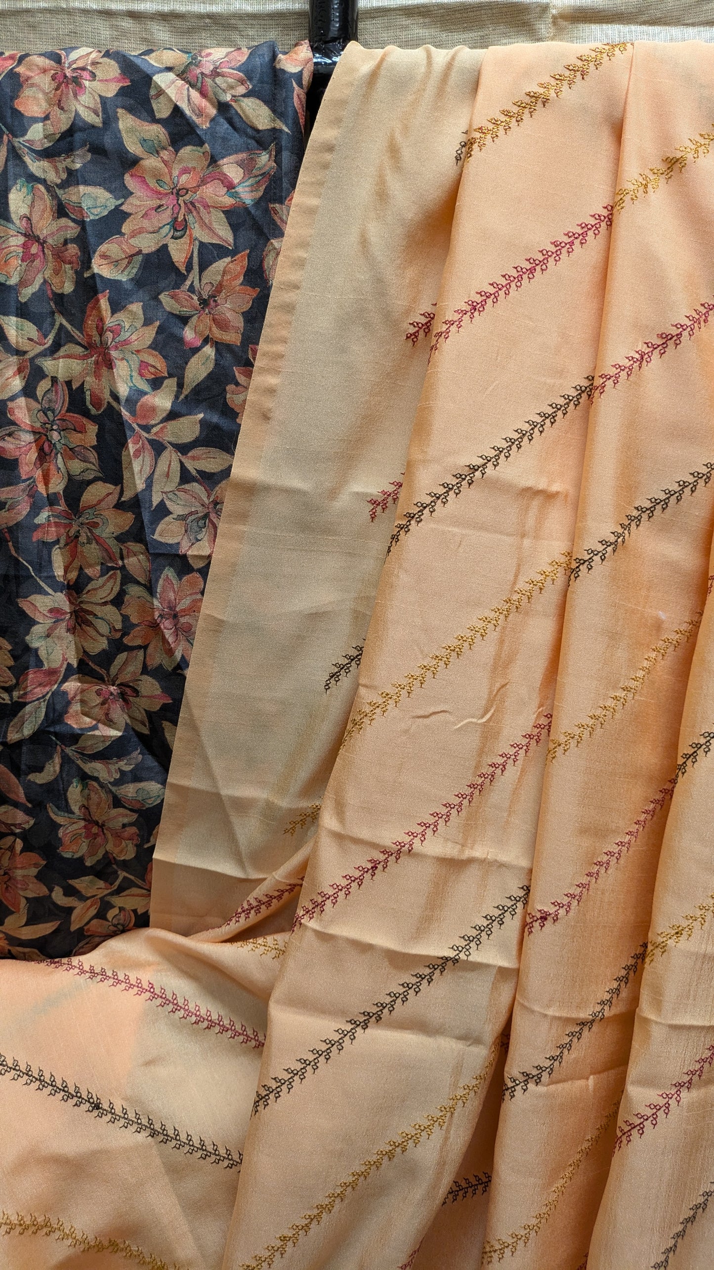 Peach Kala Leheriya Kasuti Saree Combo