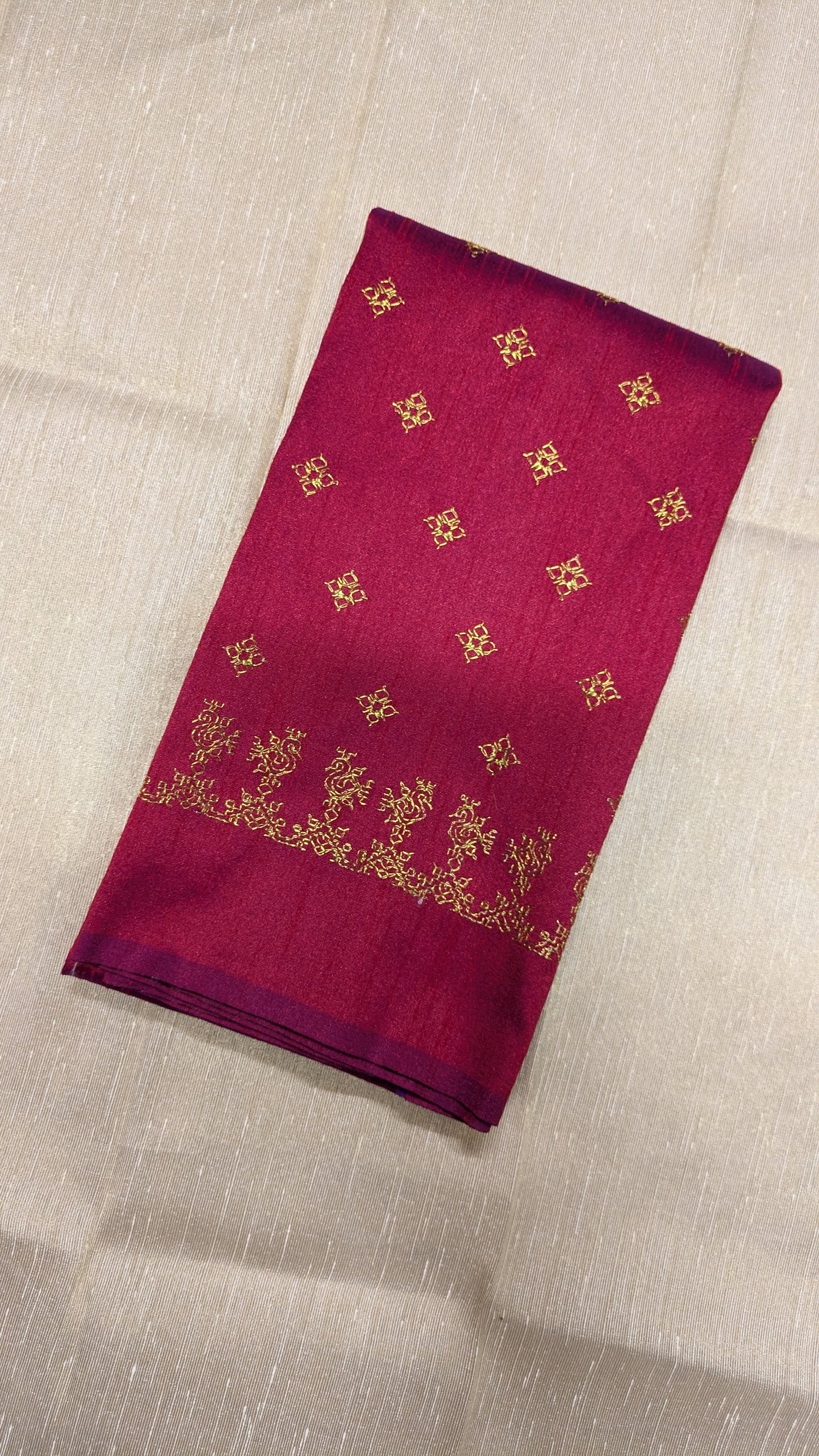 Deep Pink Peacock (Gold Zari) Kasuti Blouse