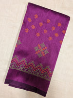 Load image into Gallery viewer, Back hook view of purple kasuti blouse with embroidered detail