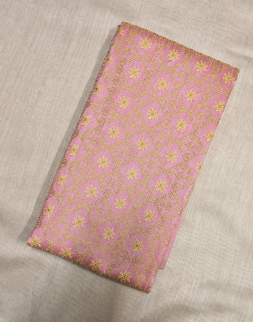 Baby pink chaya kasuti blouse sleeve embroidery close-up