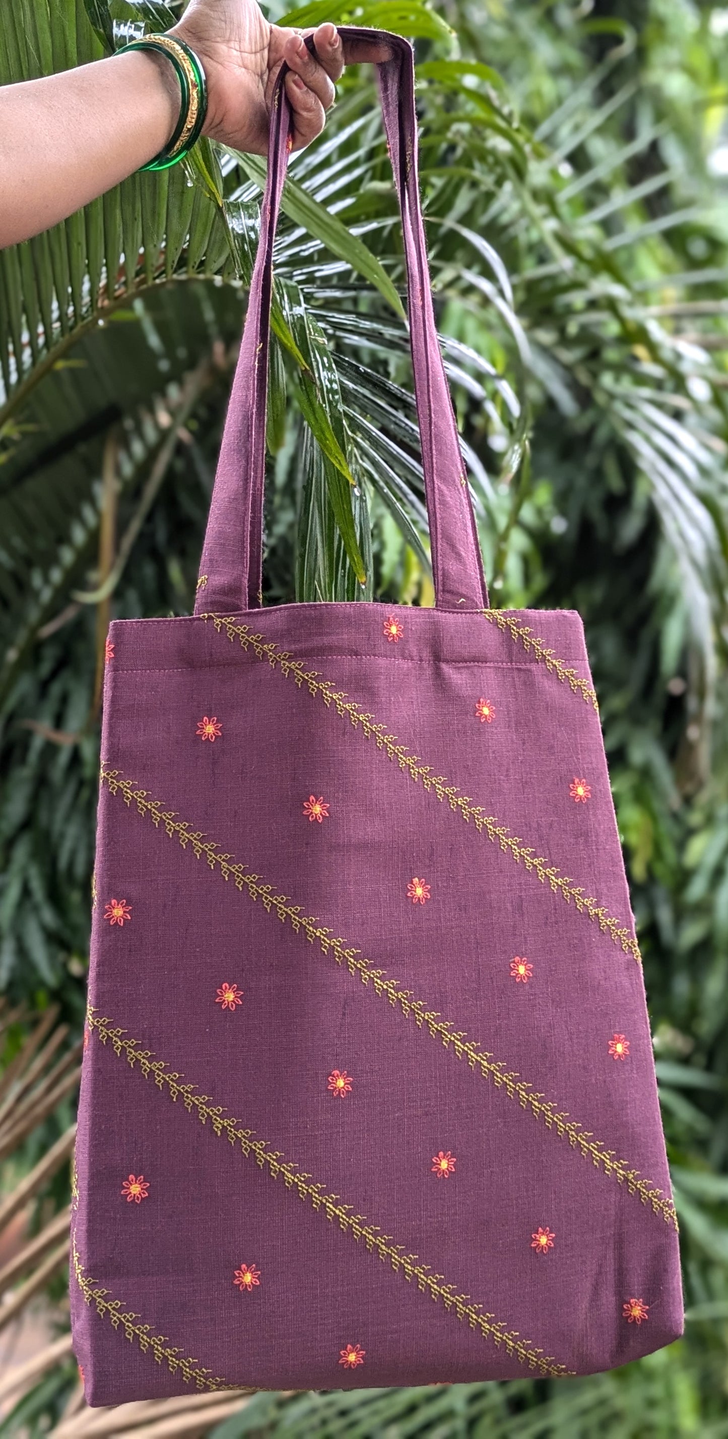Purple Kasuti Malli-Valli Tote Bag