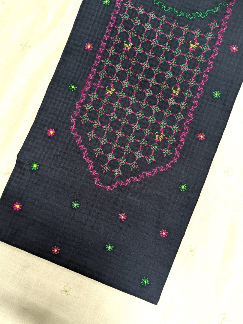 Black Handloom Cotton Jinki Kurta Material