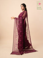 Load image into Gallery viewer, tissue sherbet kasuti saree in purple with embroidered motifs