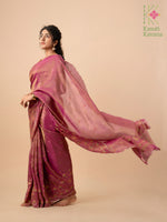 Load image into Gallery viewer, Border detail of deep pink kasuti temple saree in tissue fabric