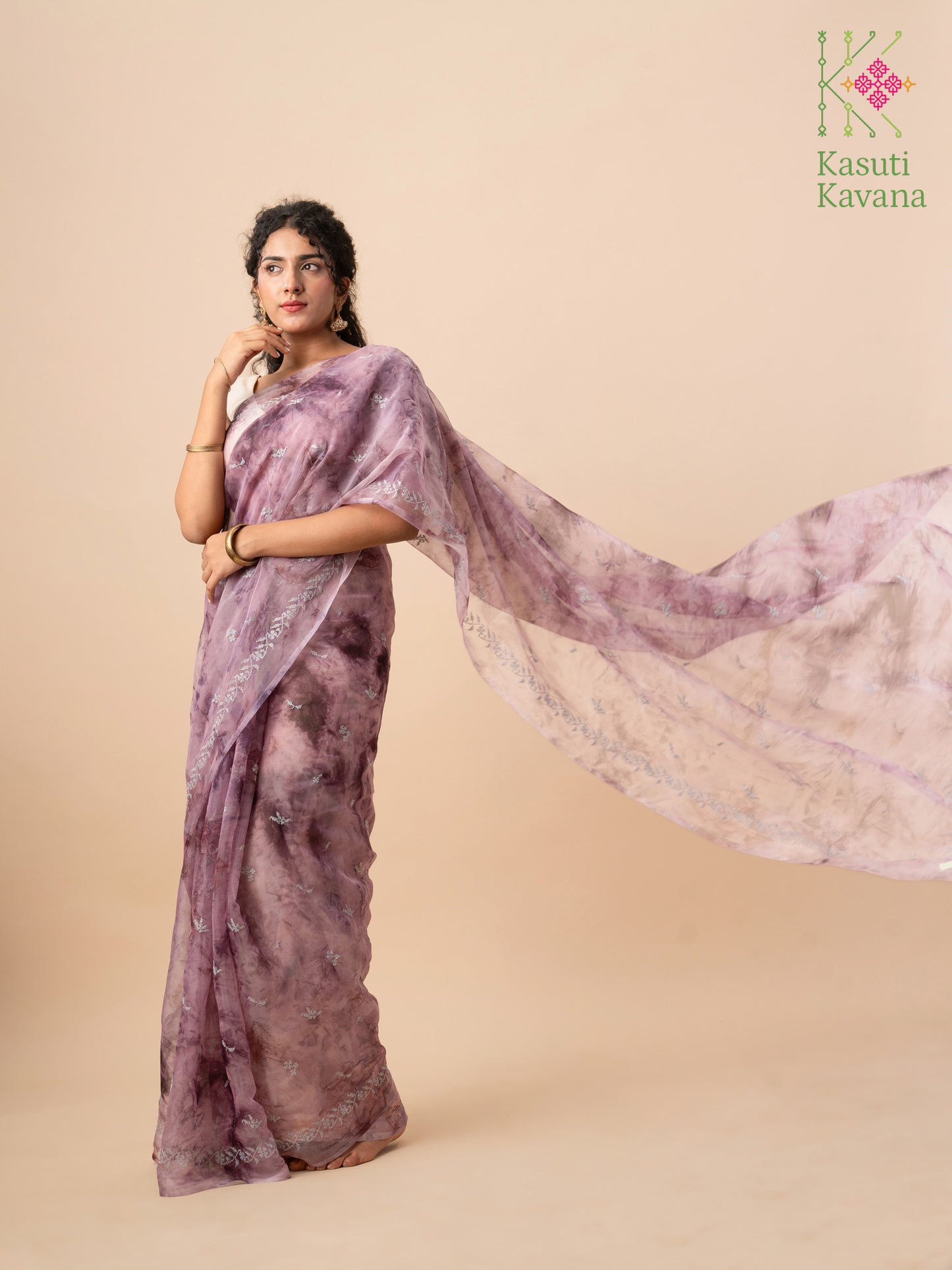 Milkyway Tie-dye Organza Periwinkle Kasuti Saree
