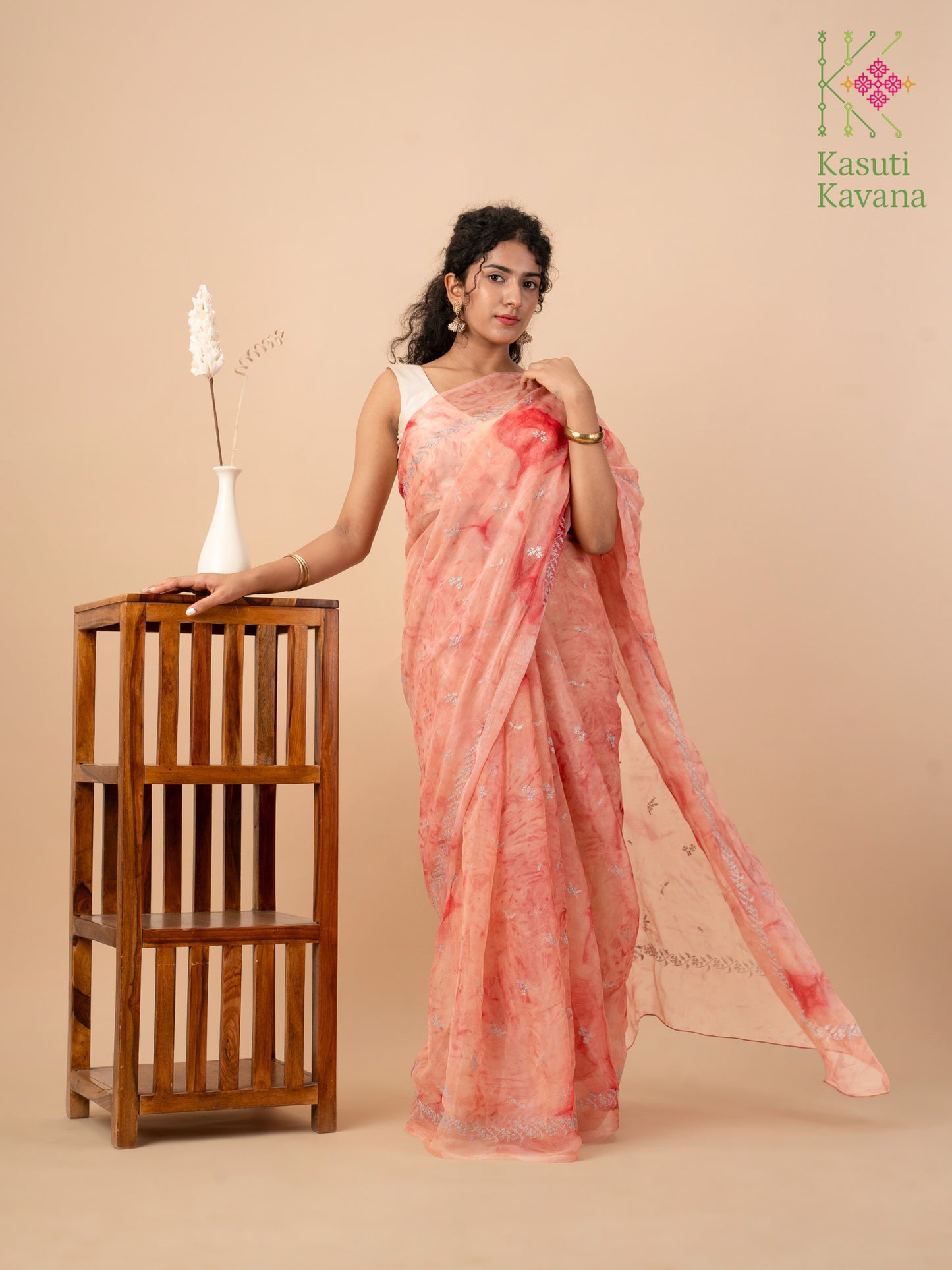Jupiter Tie-dye Organza Periwinkle Kasuti Saree