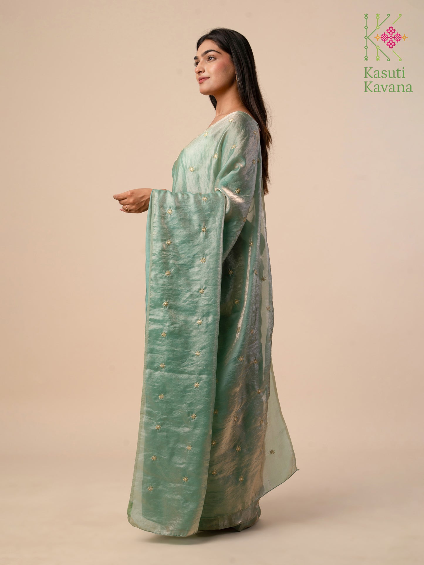 Jade Flora Glass Organza Saree