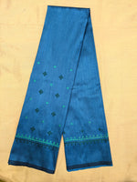 Load image into Gallery viewer, ananda blue kutchwork blouse with diamond embroidery front neckline view