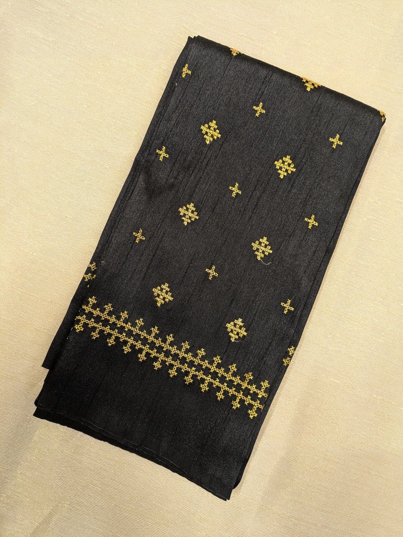 side view of black diamond kutchwork blouse with embroidery