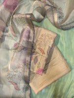 Load image into Gallery viewer, beige sharvari kurta full set with embroidered kurta and matching dupatta