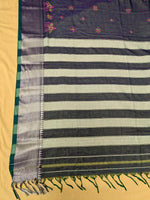 Load image into Gallery viewer, Neeli cotton saree with kasuti aane embroidery motifs in detailed view