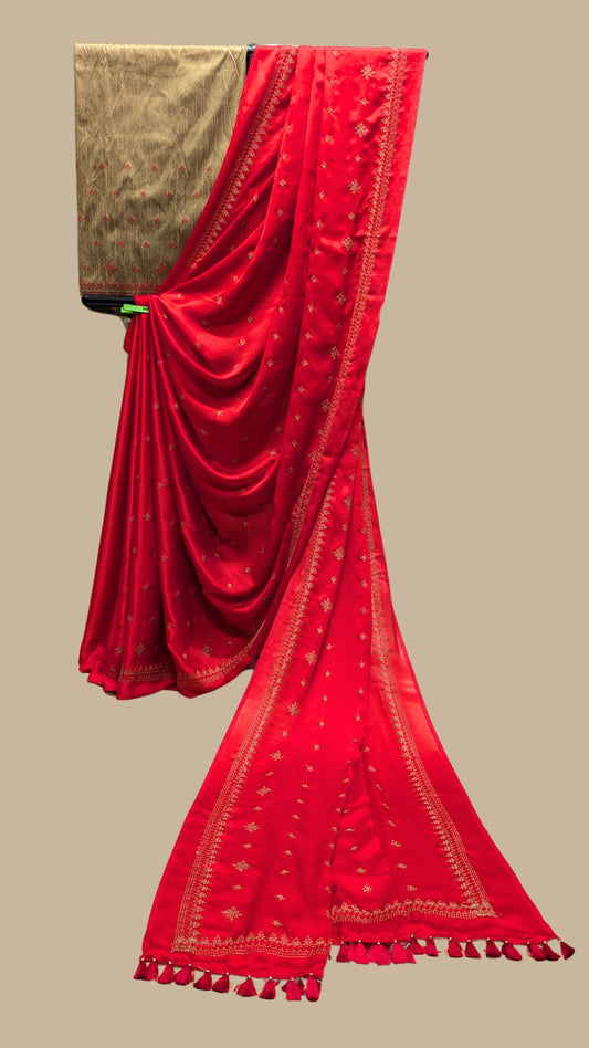 Red Tulsi Kasuti Saree