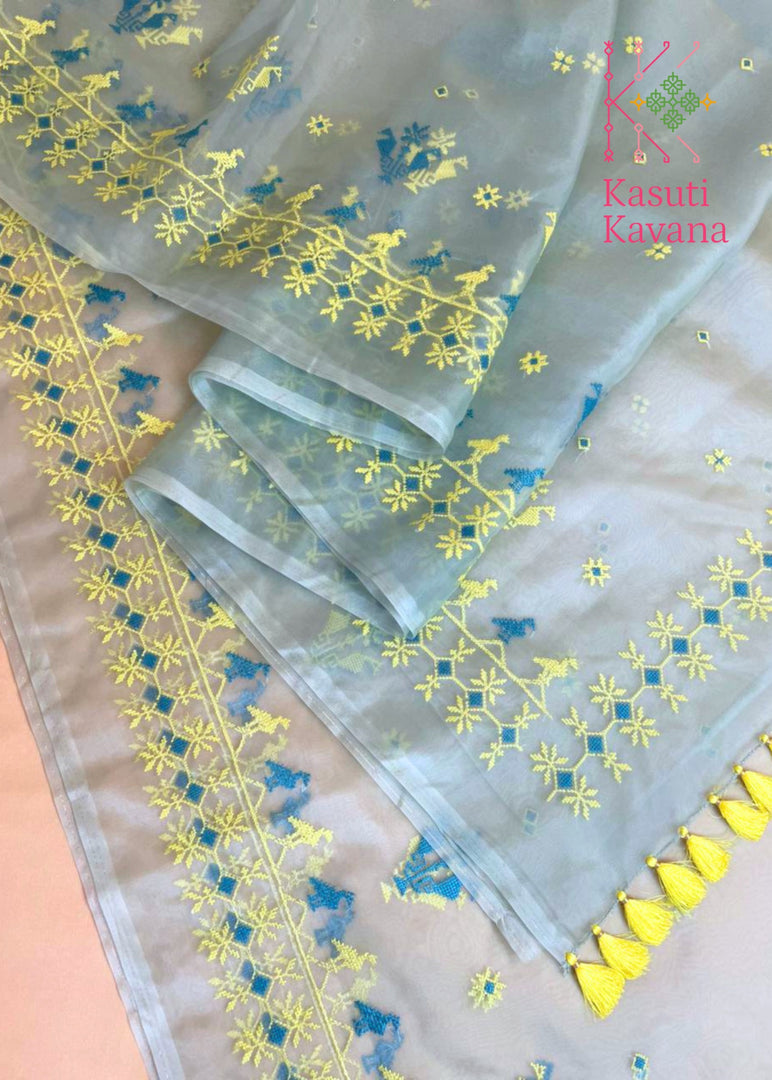 Mayur Organza Kasuti Saree