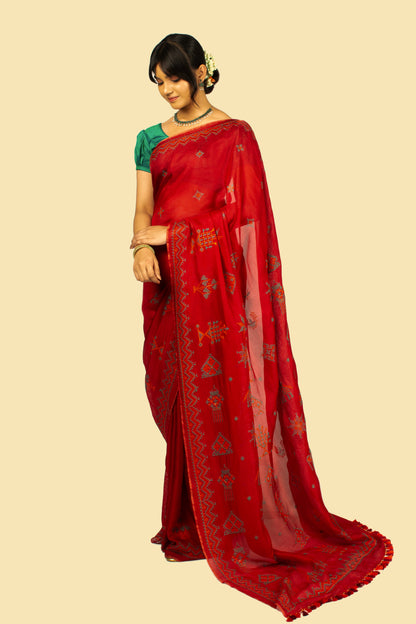 Maroon Classic Kasuti Saree