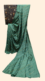 Load image into Gallery viewer, forest kala leheriya kasuti saree combo set front angle
