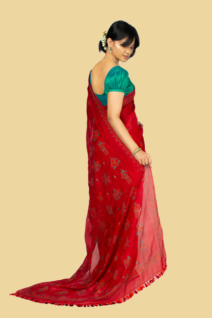 Maroon Classic Kasuti Saree