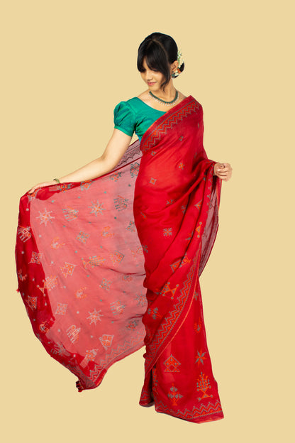 Maroon Classic Kasuti Saree