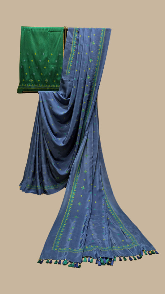 Neeli Tulsi Kasuti Saree