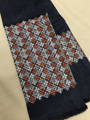 Black banjara work blouse close-up with mirror work and embroidery