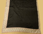 Load image into Gallery viewer, Midnight black maharani border saree front pleats showing border design

