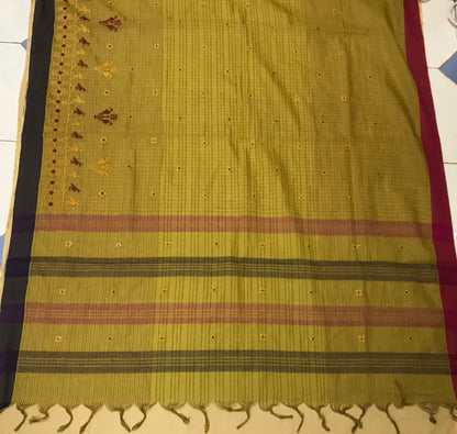 Chutney Green Mayur Cotton Saree