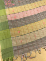 Load image into Gallery viewer, Pallu border detail of dhoop grey mayur cotton saree
